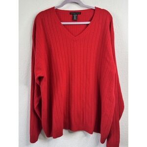 Geoffrey Beene 100% Cashmere V-Neck Pullover Sweater Men's XXL Red Quiet Luxury